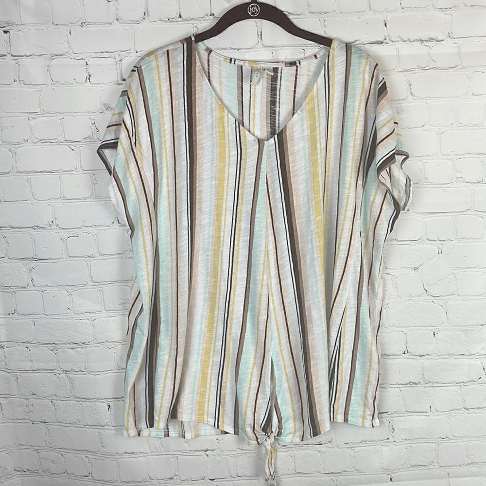 Cato Striped Top with Tie Bottom Size XL